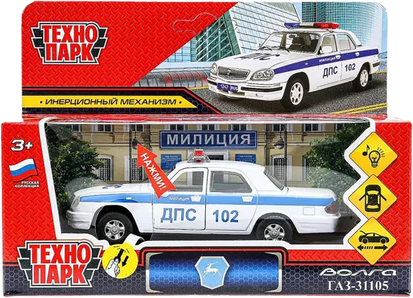 Изображение Машина 12,3см инерционная Технопарк газ 31105 волга полиция Хуада Той к/у, 1 шт