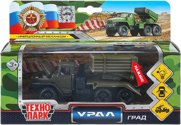 Изображение Машина 10см инерционная Технопарк урал град военный Хуада Той к/у, 1 шт