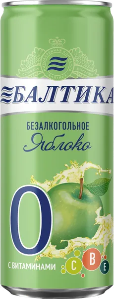 Изображение Пивной напиток 0,5% б/а Балтика №0 яблоко Балтика ПК ж/б, 0,33 л