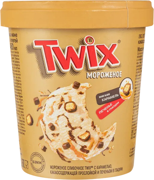 Изображение Мороженое сливочное ведерко Твикс с карамелью и печеньем Юнилевер Русь п/у, 265 г