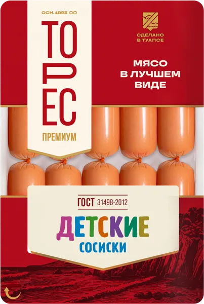 Изображение Сосиски ГОСТ Торес детские Фирма Торес ООО в/у, 350 г