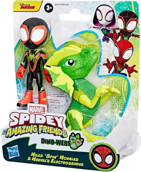 Изображение Фигурка 10см Спайди и его друзья майлз моралес+динозавр Хасбро п/у, 1 шт