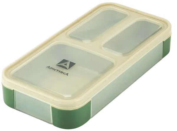 Изображение Контейнер 420мл для ланча Арктика зеленый 3 отсека плоский ТД Арктика кор, 1 шт