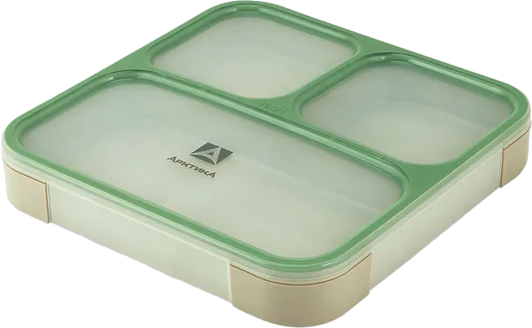 Изображение Контейнер 800мл для ланча Арктика зеленый 3 отсека плоский ТД Арктика кор, 1 шт