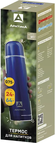 Изображение Термос 750мл стальной Арктика синий ТД Арктика кор, 1 шт