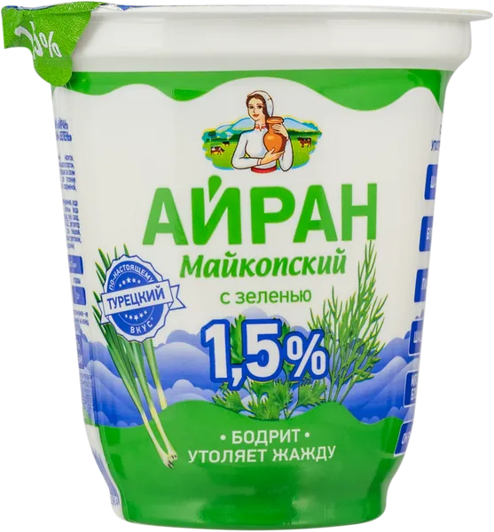 Изображение Айран 1,5% Майкопский с зеленью Адыгейский МК п/б, 300 мл