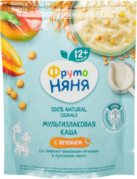 Изображение Каша с 12 мес молочная Фрутоняня мультизлак печенье манго Прогресс м/у, 200 г