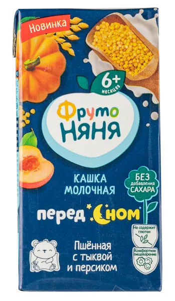 Изображение Каша с 6 мес молочная Фрутоняня пшенная тыква персик Прогресс т/п, 200 г