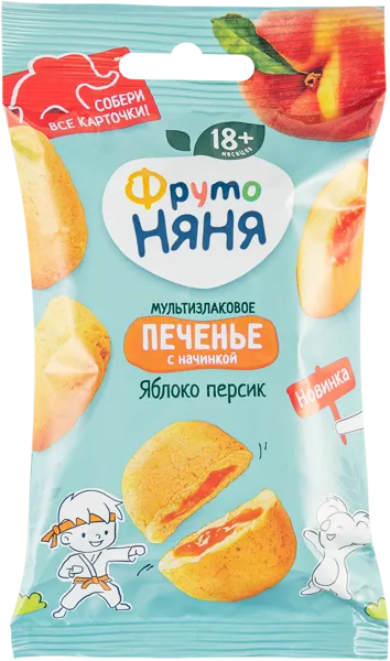 Изображение Печенье с 18 мес мультизлаковое Фрутоняня яблоко персик Прогресс м/у, 50 г