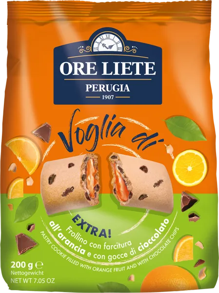 Изображение Печенье с начинкой Оре Лиете из Умбрии апельсин и шоколад Тедеско м/у, 200 г