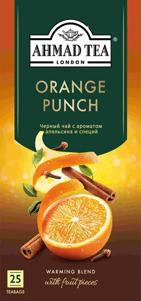 Изображение Чай черный в пакетиках Ахмад Ти апельсиновый пунш СДС-Фудс кор, 25*1,8 г