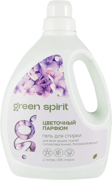 Изображение Средство для стирки жидкое Грин Спирит цветочный парфюм Грин Спирит п/у, 2 л