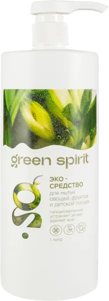 Изображение Средство для мытья посуды и овощей Грин Спирит гипоаллергенное Грин Спирит п/у, 1 л