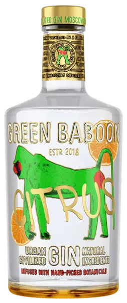 Изображение Джин 40% Грин Бабун цитрус Новабев Групп с/б, 0,5 л