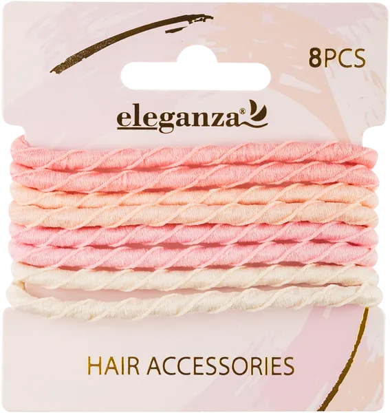 Изображение Резинка для волос Элеганза розовая белая Купман Интернэшнл к/у, 8 шт