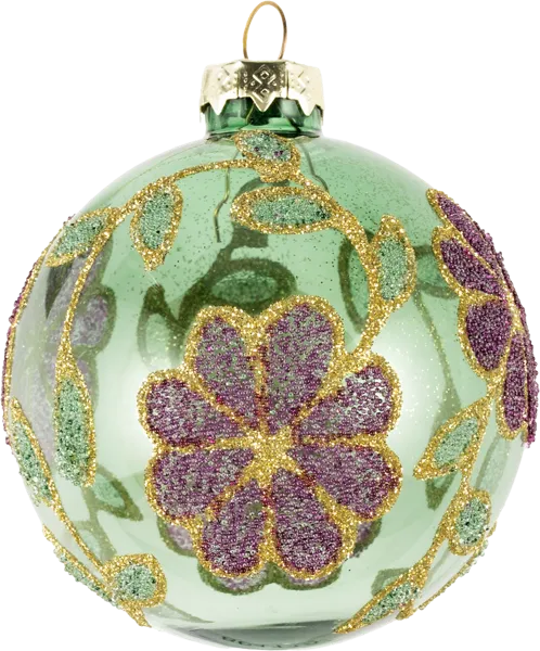 Изображение Шар 8см стекло Купман блестящие цветы Купман Интернэшнл , 1 шт