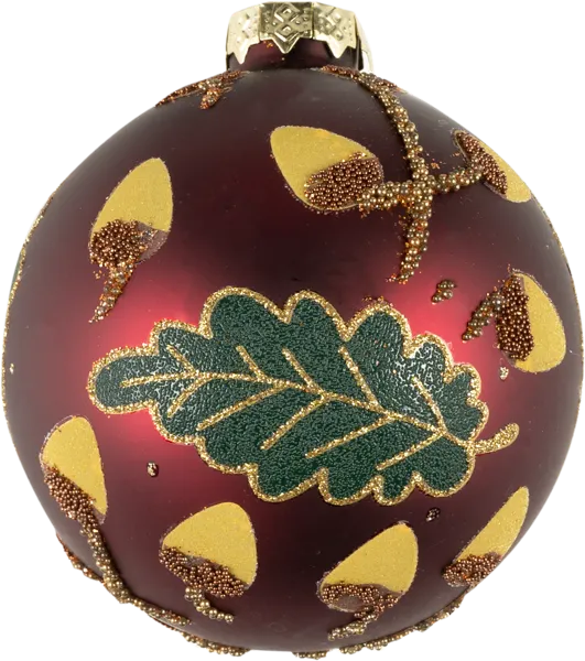 Изображение Шар 8см стекло Купман листья и желуди Купман Интернэшнл , 1 шт