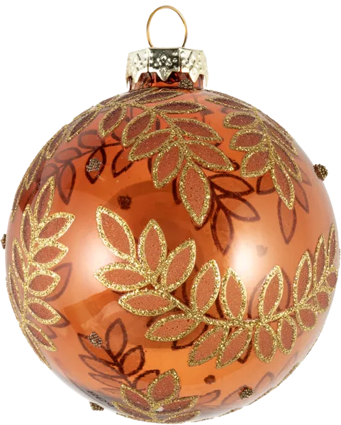 Изображение Шар 8см стекло Купман блестящие листья Купман Интернэшнл , 1 шт