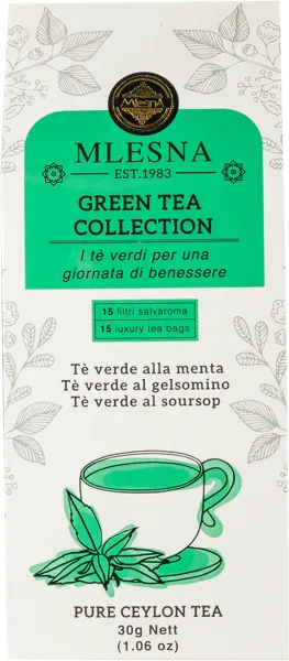 Изображение Чай зеленый в пакетиках Млесна мята жасмин яблоко Млесна кор, 15*2 г