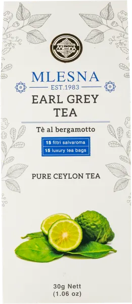 Изображение Чай черный в пакетиках Млесна эрл грэй бергамот Млесна кор, 15*2 г
