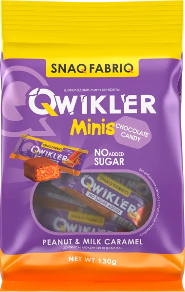 Изображение Батончик минис без сахара Снэк фабрик Квиклер грильяж арахис Фитнес Фуд м/у, 130 г