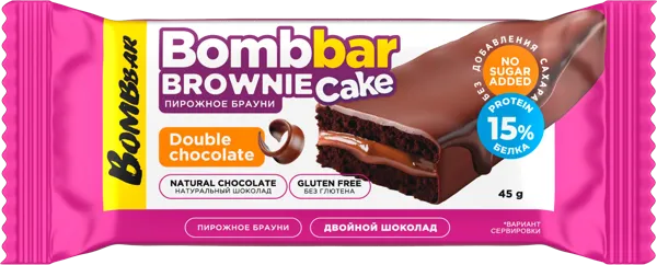 Изображение Пирожное протеиновое Бомббар брауни двойной шоколад Фитнес Фуд м/у, 45 г
