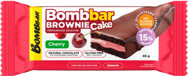 Изображение Пирожное протеиновое Бомббар брауни с вишней Фитнес Фуд м/у, 45 г