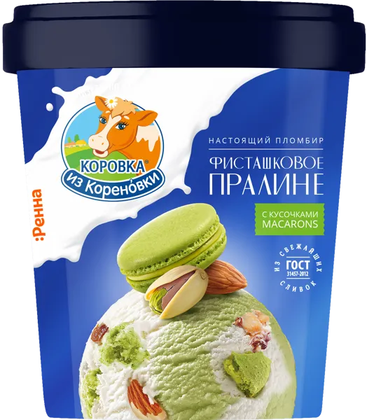 Изображение Мороженое пломбир Коровка из Кореновки фисташка пралине Кореновский МКК бум/ст, 300 г