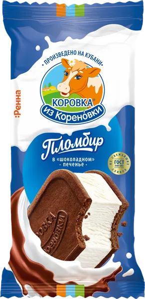 Изображение Мороженое в печенье с какао Коровка из Кореновки пломбир ванильный Кореновский МКК м/у, 80 г