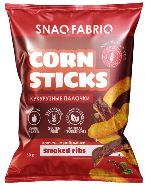 Изображение Чипсы кукурузные без глютена Снэк фабрик копченые ребрышки Фитнес Фуд м/у, 60 г