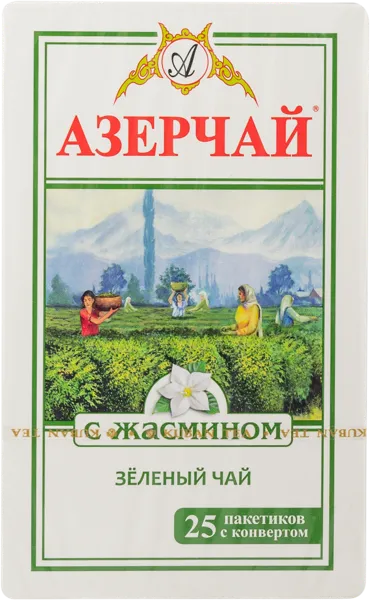 Изображение Чай зеленый в пакетиках Азерчай жасмин Кубань-Ти кор, 25*2 г