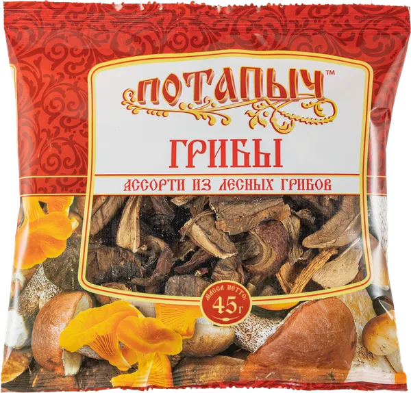 Изображение Грибы сушеные Потапыч ассорти из лесных грибов Си-Продукт к/у, 45 г