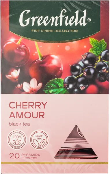 Изображение Чай черный в пирамидках Гринфилд черри амор Орими Трейд кор, 20*1,8 г