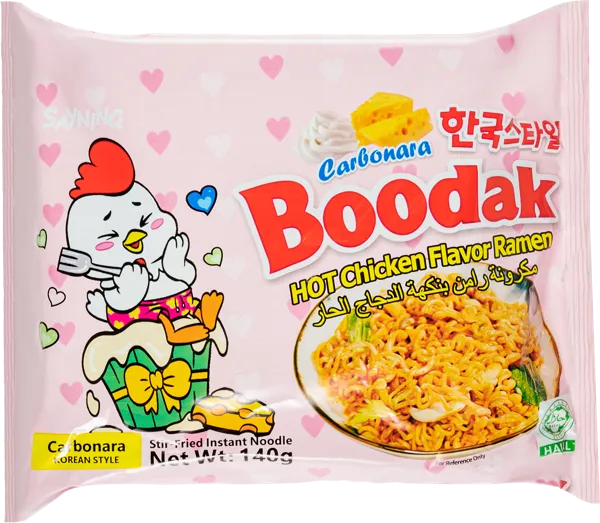 Изображение Лапша быстрого приготовления Будак острая курица карбонара Хэнань , 140 г