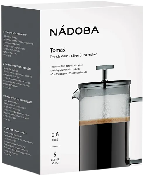 Изображение Френч-пресс 0,6л прозрачный Надоба томас стекло Надоба кор, 1 шт