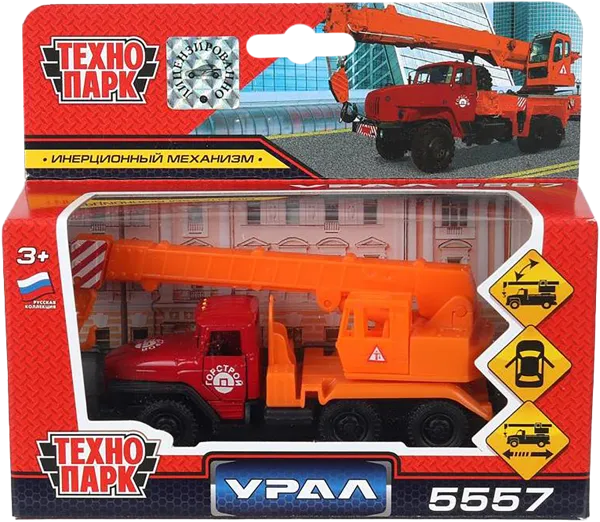 Изображение Машина 12см инерционная Технопарк урал кран Хуада Той к/у, 1 шт