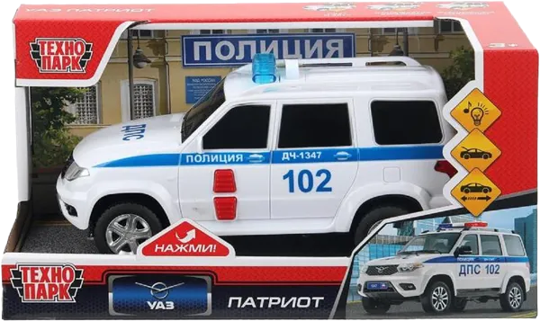 Изображение Машина 22см инерционная Технопарк уаз патриот полиция Хуада Той к/у, 1 шт