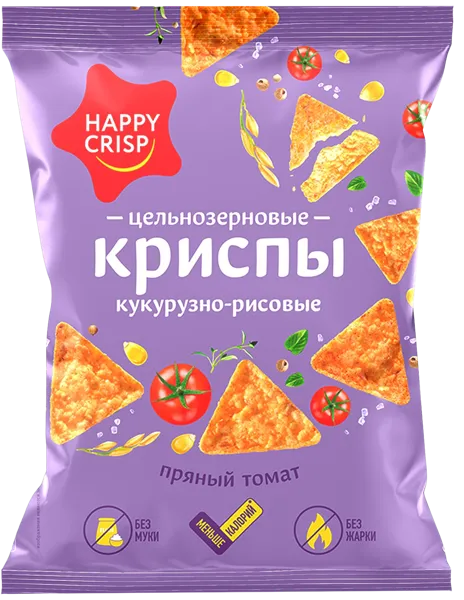Изображение Чипсы кукурузно-рисовые Хэппи Крисп пряный томат Евро Фудс м/у, 50 г