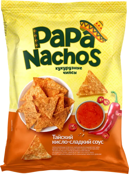 Изображение Чипсы кукурузные Папа Начос кисло-сладкий соус Евро Фудс м/у, 150 г
