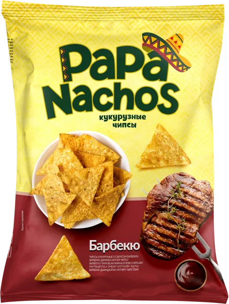 Изображение Чипсы кукурузные Папа Начос барбекю Евро Фудс м/у, 150 г