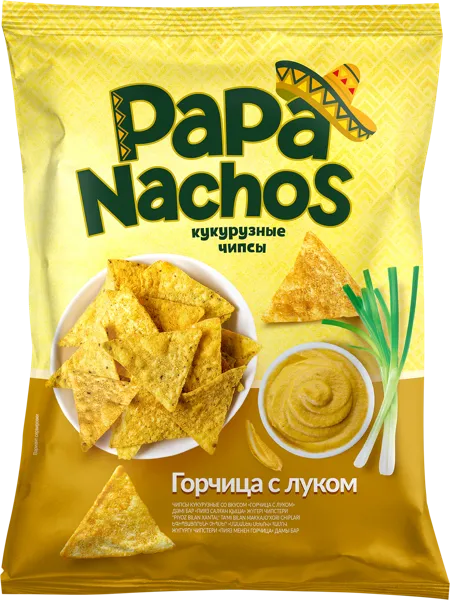 Изображение Чипсы кукурузные Папа Начос горчица лук Евро Фудс м/у, 75 г