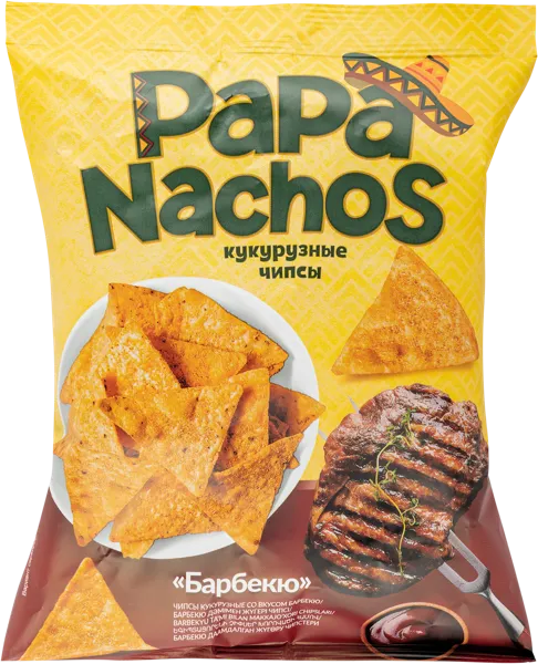 Изображение Чипсы кукурузные Папа Начос барбекю Евро Фудс м/у, 75 г