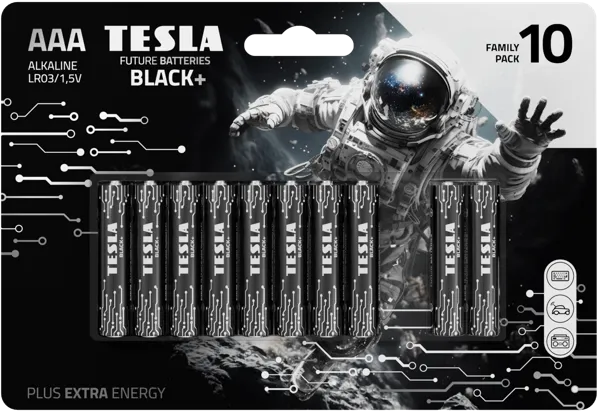 Изображение Батарейка ААА ЛР03 1,5 вольт Тесла блэк+ Тесла Баттерис к/у, 10 шт