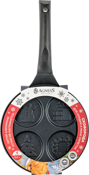 Изображение Сковорода 21,5см для 4 оладий Агнесс зимняя забава Агнесс , 1 шт