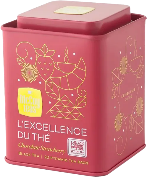 Изображение Чай черный в пирамидках Маккой клубника в шоколаде Маккой Цейлон ж/б, 20*2 г