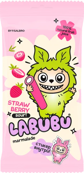 Изображение Мармелад жевательный Лабубу клубника кислый карандаш Салбро м/у, 75 г