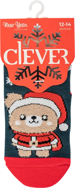 Изображение Носки размер 12 детские Клевер С4556 темно-зеленые мишка Клевер м/у, 1 пара