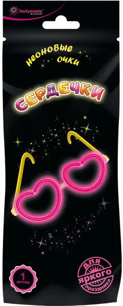 Изображение Набор неоновый Патимания очки-сердечки Нингбо Мерриарт Глоу Тек п/у, 1 шт