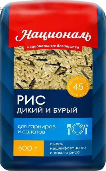 Изображение Рис нешлифованный Националь дикий бурый Ангстрем Трейдинг п/п, 500 г