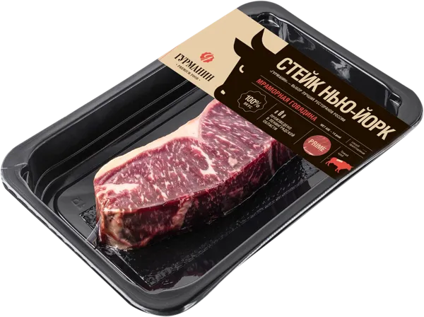 Изображение Мясо охлажденное из мрам гов Гурманин Стейк Стриплойн Гурманин скин, 250 г